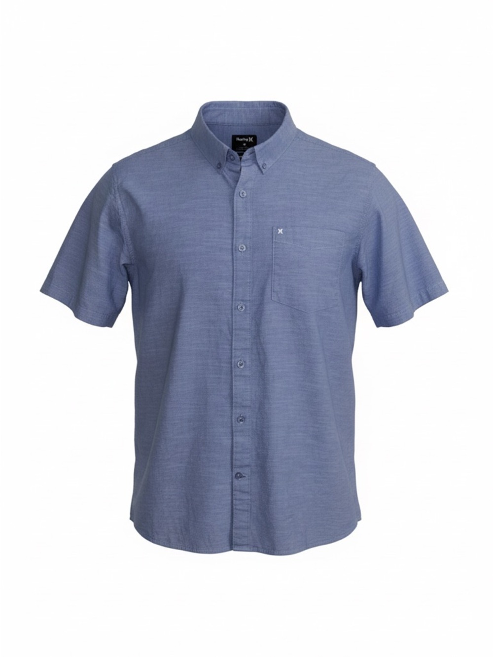 Hurley‎ Men's Short Sleeve Button-Down Blue Shirt Size Medium 100% Cotton